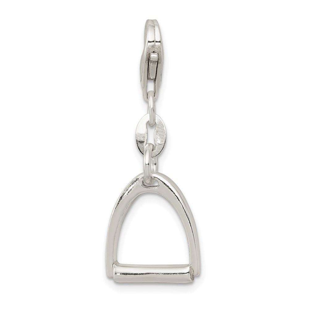 925 Sterling Silver Small Equestrian Horse Stirrup Necklace Charm Pendant